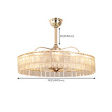 Elegant Ring Remote Gold Crystal Ceiling Fan with Light #size