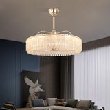 Elegant Ring Remote Gold Crystal Ceiling Fan with Light Image - 4