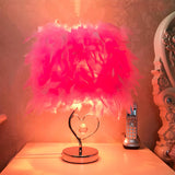 Elegant Romantic Feather Shade Decorative Table Lamp Image - 10