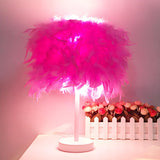 Elegant Romantic Feather Shade Decorative Table Lamp Image - 11