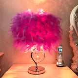 Elegant Romantic Feather Shade Decorative Table Lamp Image - 12