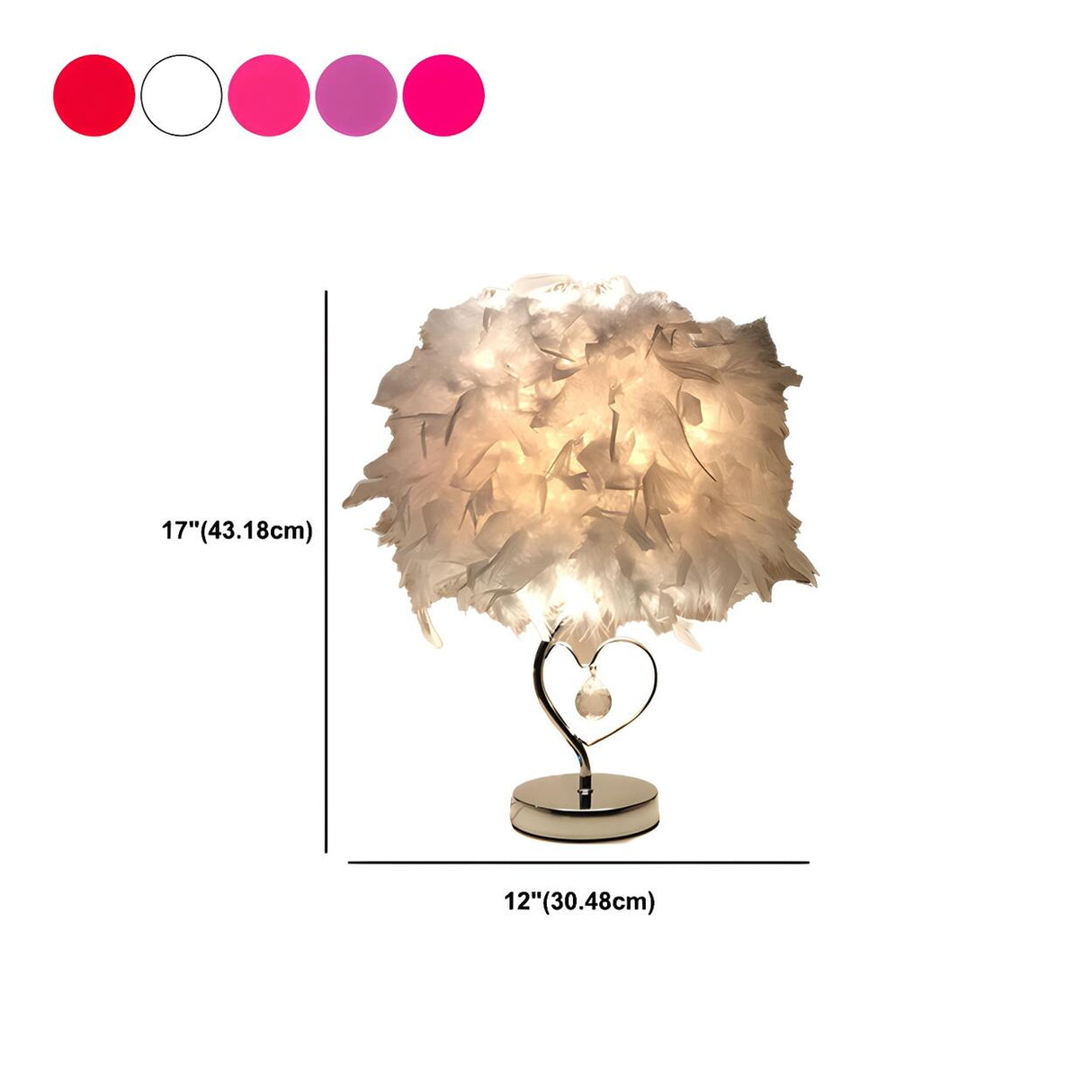 Elegant Romantic Feather Shade Decorative Table Lamp Image - 16