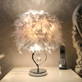 Elegant Romantic Feather Shade Decorative Table Lamp Image - 2