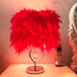 Elegant Romantic Feather Shade Decorative Table Lamp Image - 9