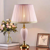 Elegant Romantic Pink Vase Base LED Metal Table Lamp Image - 1