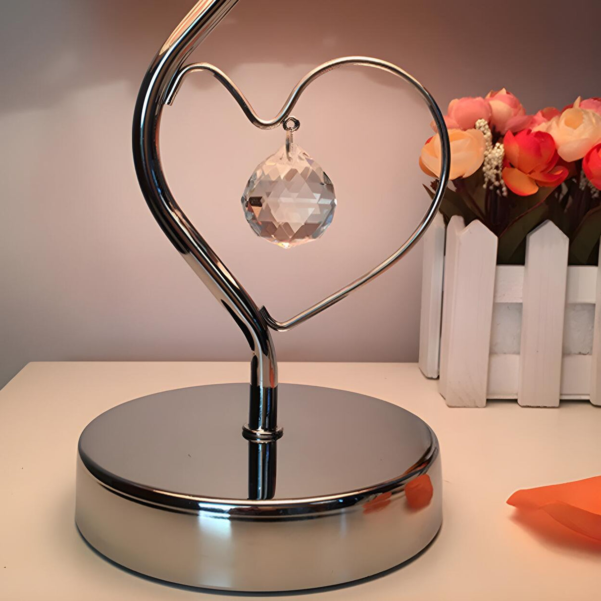 Elegant Romantic Rose Tree Heart Accent Table Lamp Image - 7