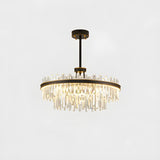 Elegant Round 2-Tiers Crystal Living Room Black Chandelier Image - 5