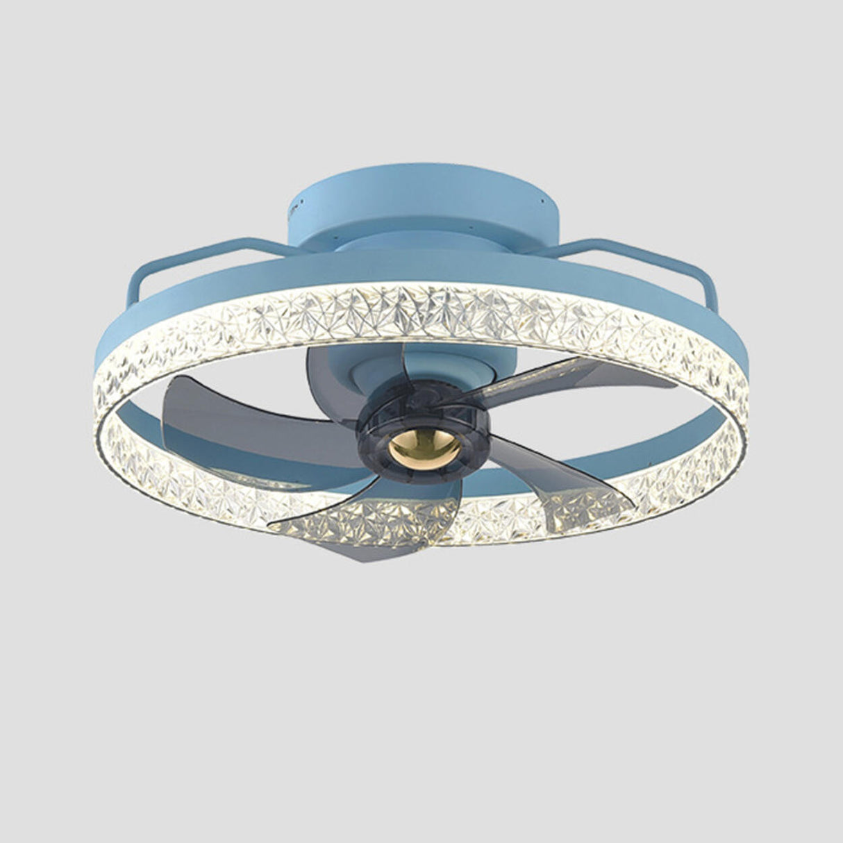 Elegant Round 5 Grey Blade Modern Ceiling Fan Light Image - 10