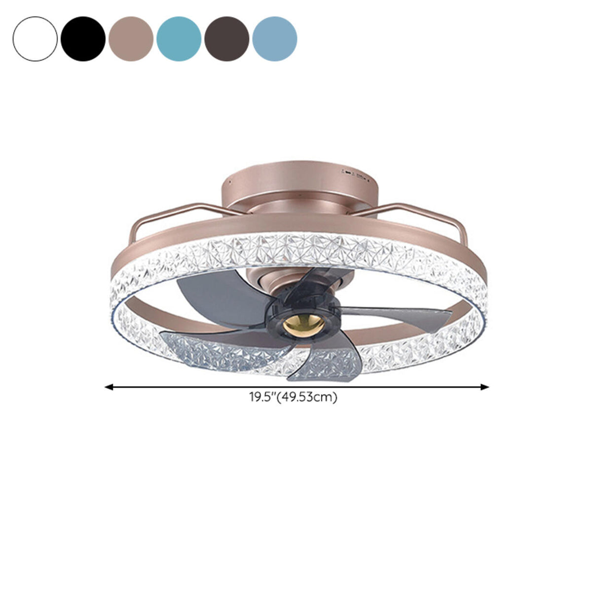 Elegant Round 5 Grey Blade Modern Ceiling Fan Light 