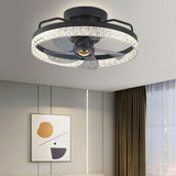 Elegant Round 5 Grey Blade Modern Ceiling Fan Light Image - 2