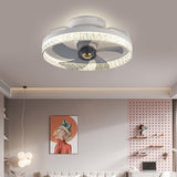 Elegant Round 5 Grey Blade Modern Ceiling Fan Light Image - 3