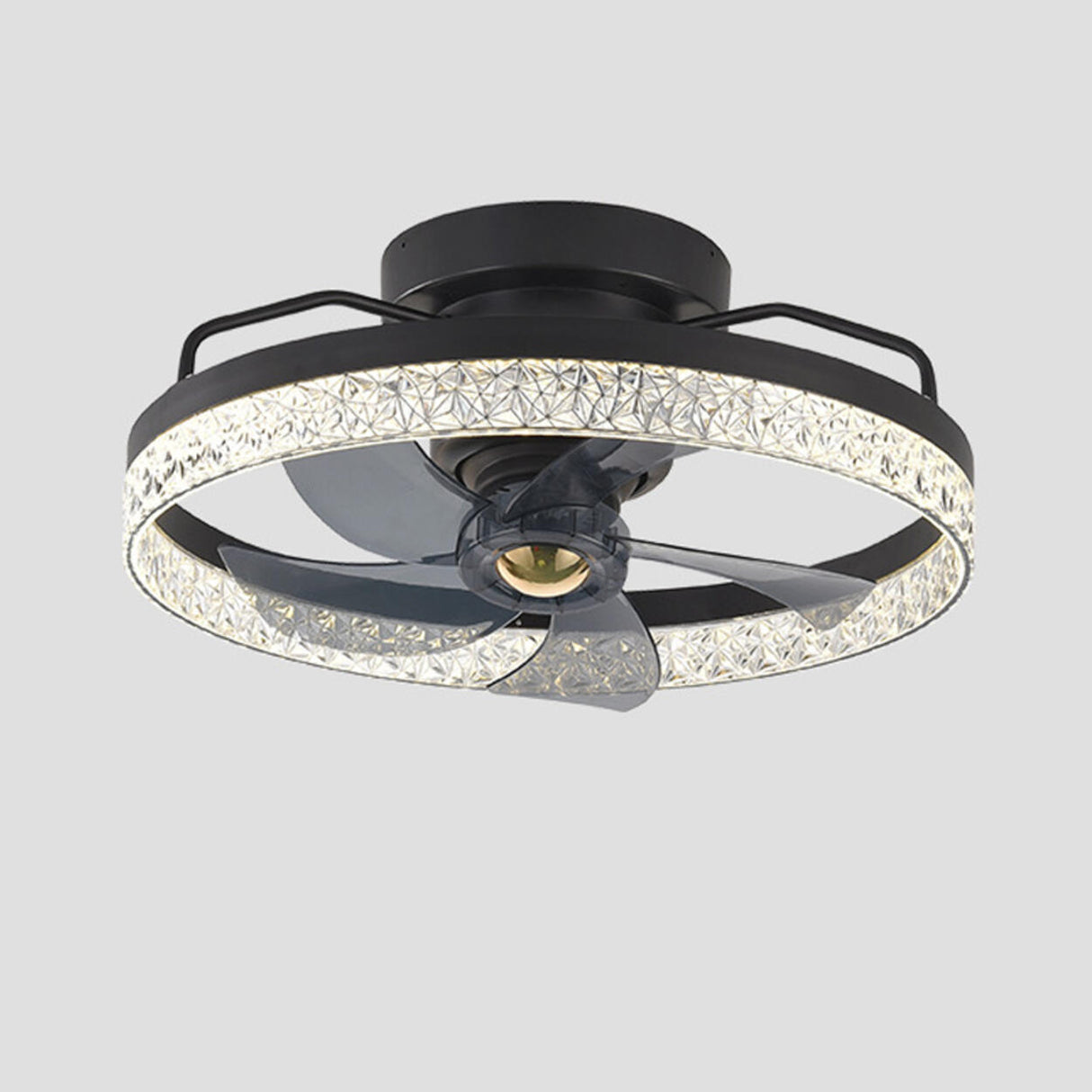 Elegant Round 5 Grey Blade Modern Ceiling Fan Light Image - 8