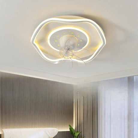 Elegant Round 7 Blade Geometric Stars Ceiling Fan Light Image - 1