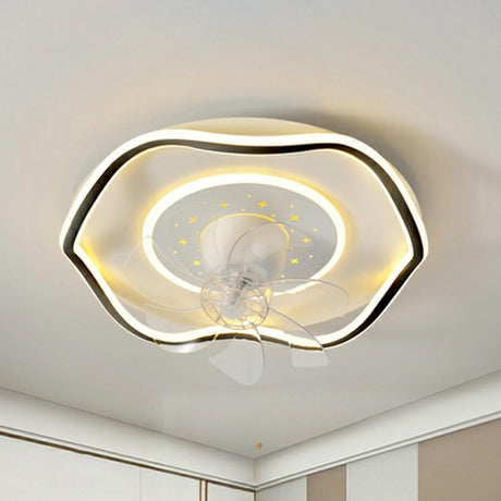 Elegant Round 7 Blade Geometric Stars Ceiling Fan Light Image - 2