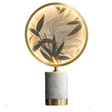 Elegant Round Bamboo Design Marble Base Table Lamp Image - 5