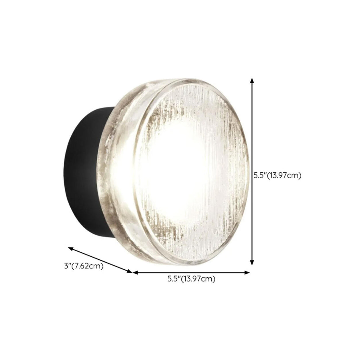 Elegant Round Black and Clear Glass Vanity Wall Light  