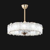 Elegant Round Crystal Chandelier Ceiling Fan Light Image - 11