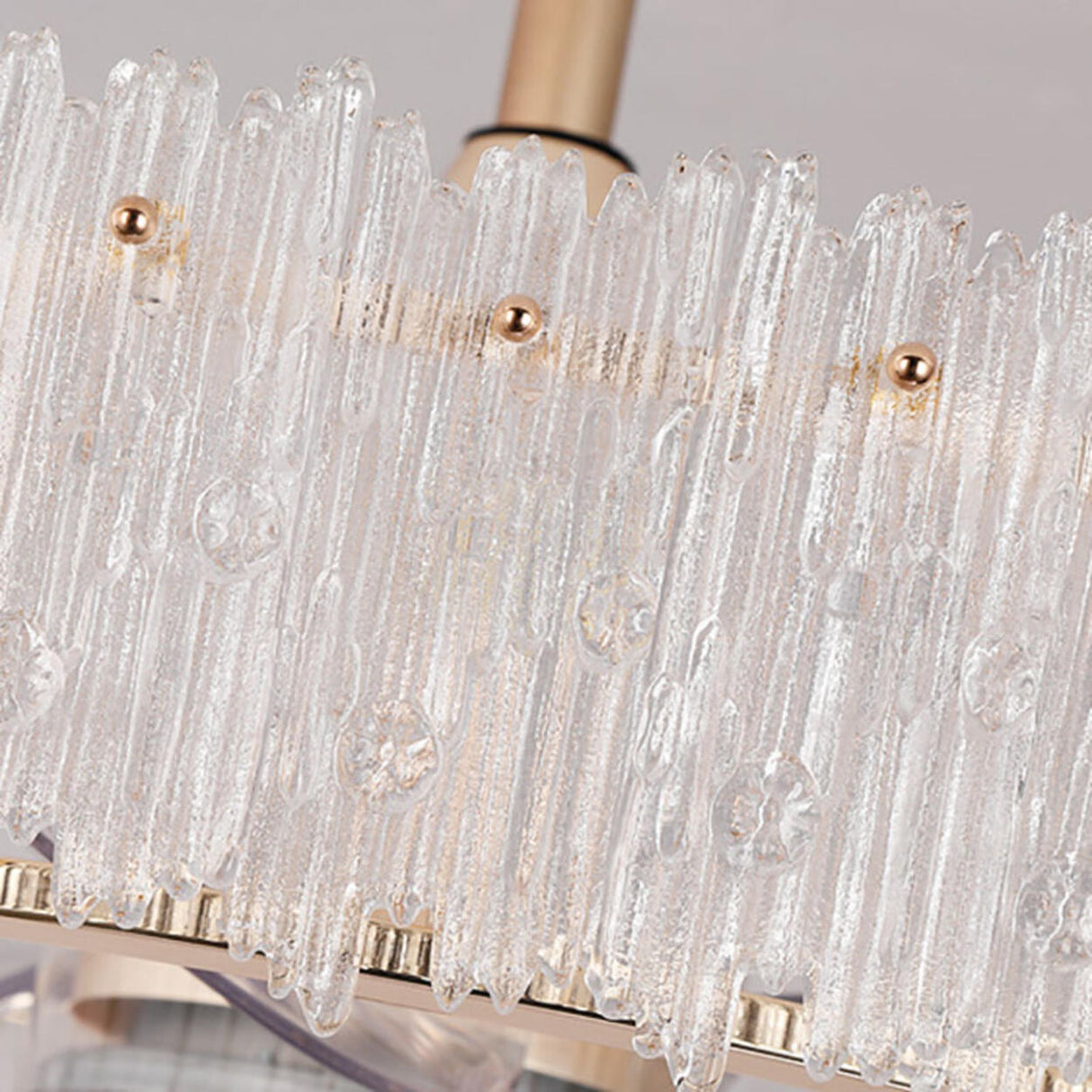 Elegant Round Crystal Chandelier Ceiling Fan Light Image - 14