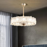 Elegant Round Crystal Chandelier Ceiling Fan Light Image - 19