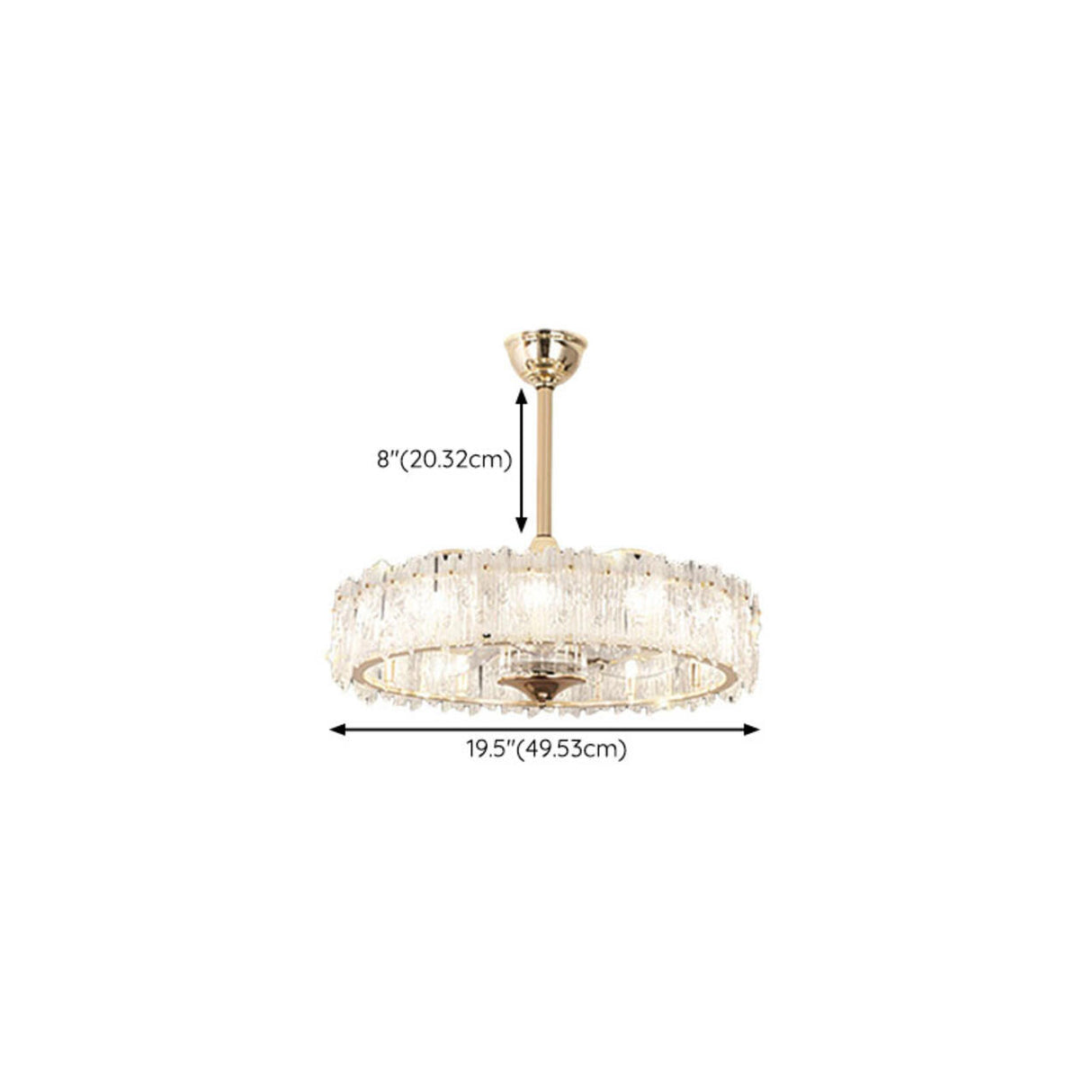 Elegant Round Crystal Chandelier Ceiling Fan Light 