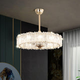 Elegant Round Crystal Chandelier Ceiling Fan Light Image - 4