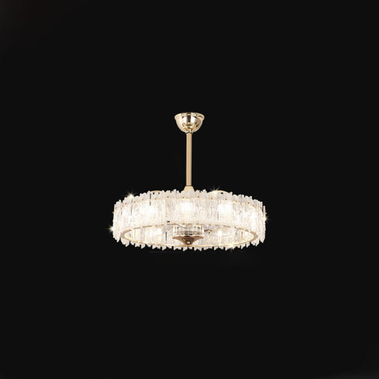 Elegant Round Crystal Chandelier Ceiling Fan Light Image - 6