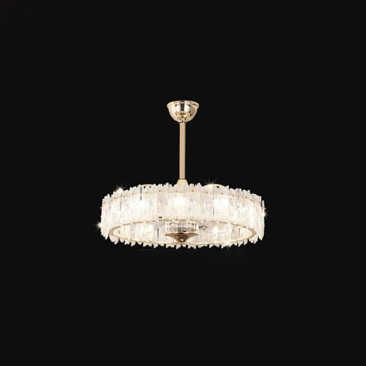 Elegant Round Crystal Chandelier Ceiling Fan Light Image - 7