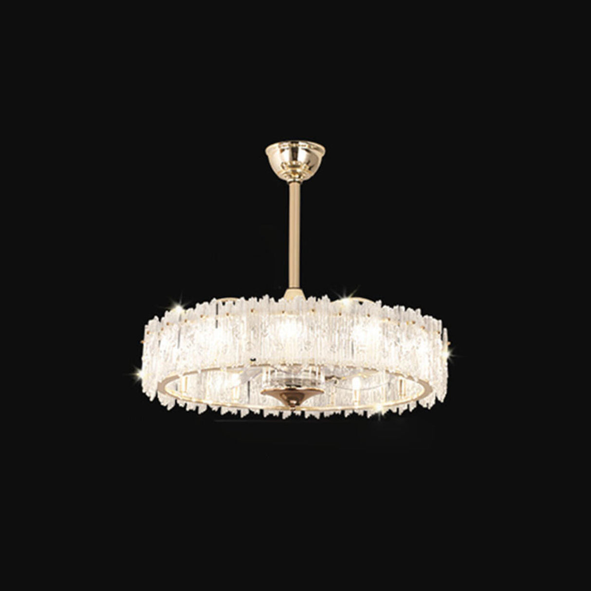 Elegant Round Crystal Chandelier Ceiling Fan Light Image - 9