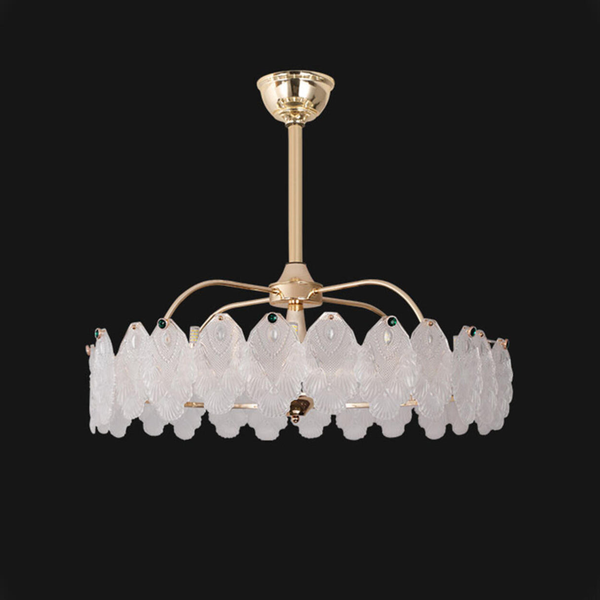 Elegant Round Crystal Decor Chandelier Fan with Light Image - 10