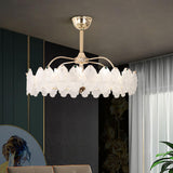 Elegant Round Crystal Decor Chandelier Fan with Light Image - 19