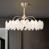 Elegant Round Crystal Decor Chandelier Fan with Light Image - 2