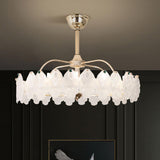 Elegant Round Crystal Decor Chandelier Fan with Light Image - 20