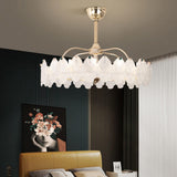 Elegant Round Crystal Decor Chandelier Fan with Light Image - 4