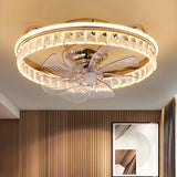 Elegant Round Crystal Modern Ceiling Fan with Light Image - 1