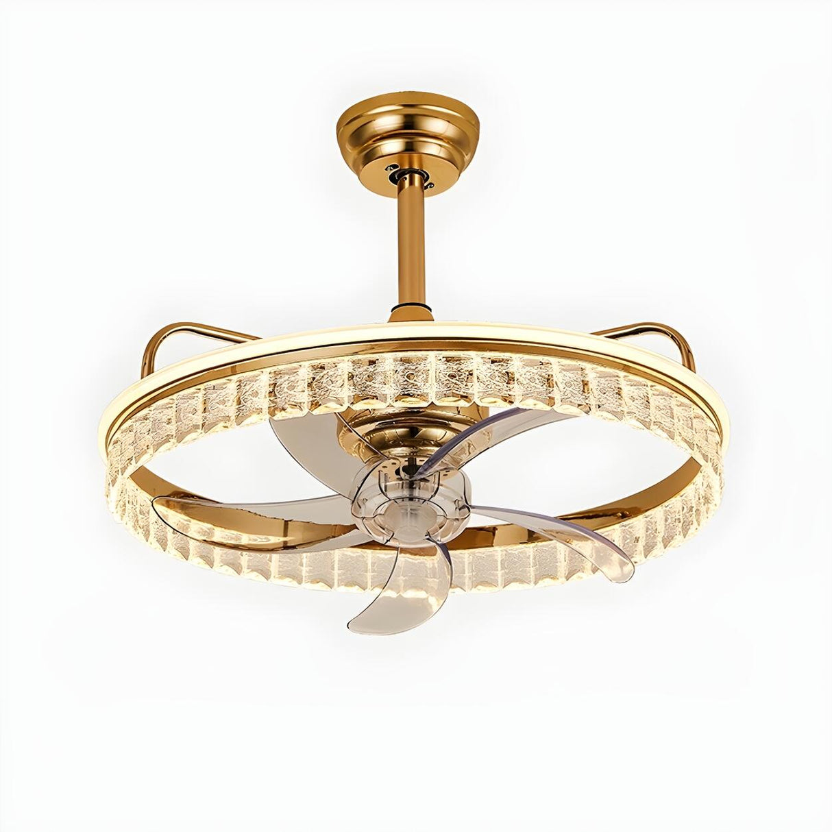 Elegant Round Crystal Modern Ceiling Fan with Light Image - 11