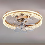 Elegant Round Crystal Modern Ceiling Fan with Light Image - 14