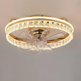 Elegant Round Crystal Modern Ceiling Fan with Light Image - 6