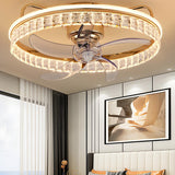 Elegant Round Crystal Modern Ceiling Fan with Light Image - 8