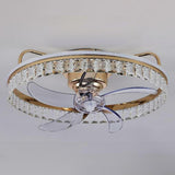 Elegant Round Crystal Windmill Ceiling Fan with Light Image - 14