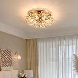 Elegant Round Flower Crystal Flush Mount Ceiling Light Image - 1