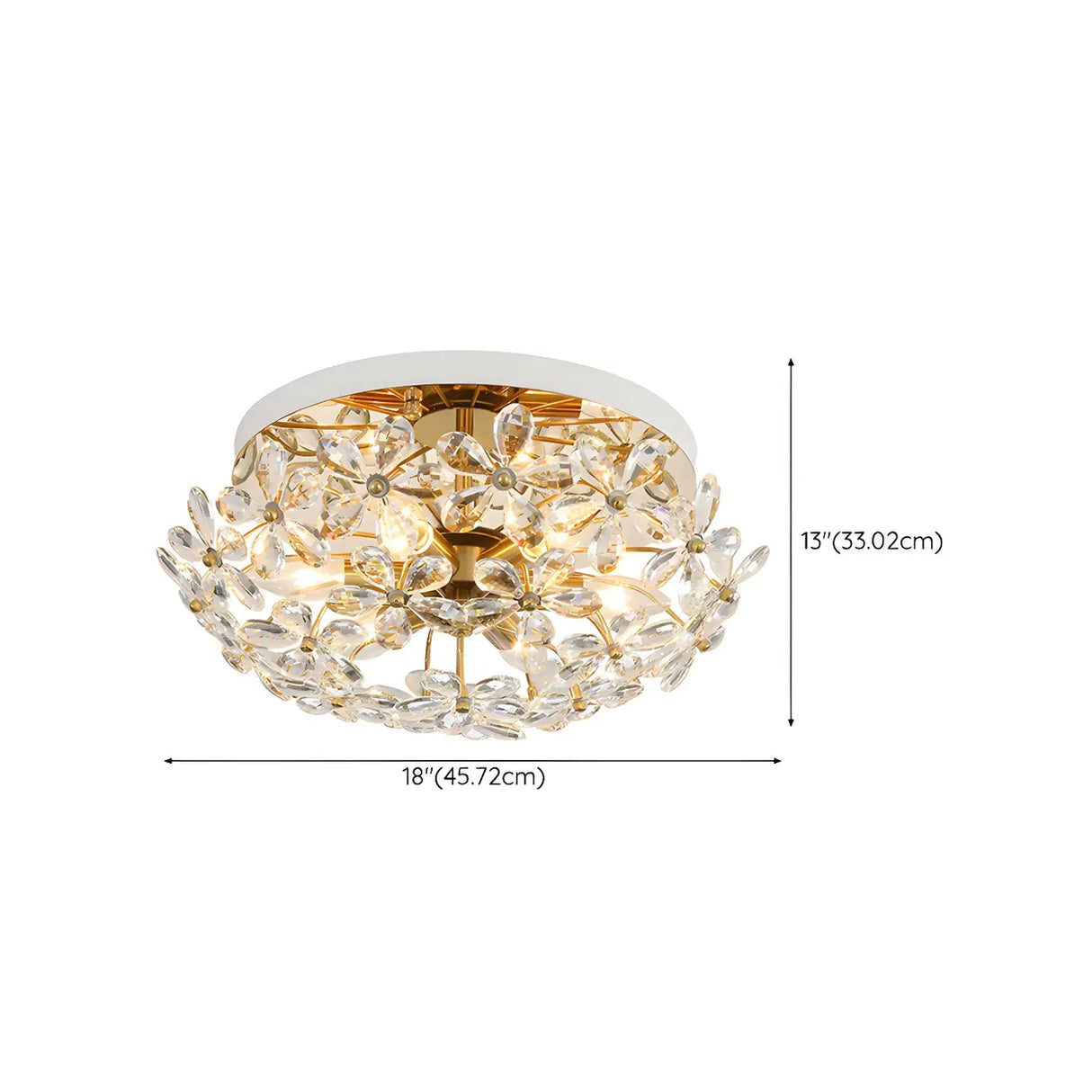 Elegant Round Flower Crystal Flush Mount Ceiling Light 