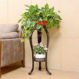 Elegant Round Metal White 2-Tier Plant Stand with Legs Image - 3