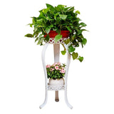 Elegant Round Metal White 2-Tier Plant Stand with Legs Image - 8