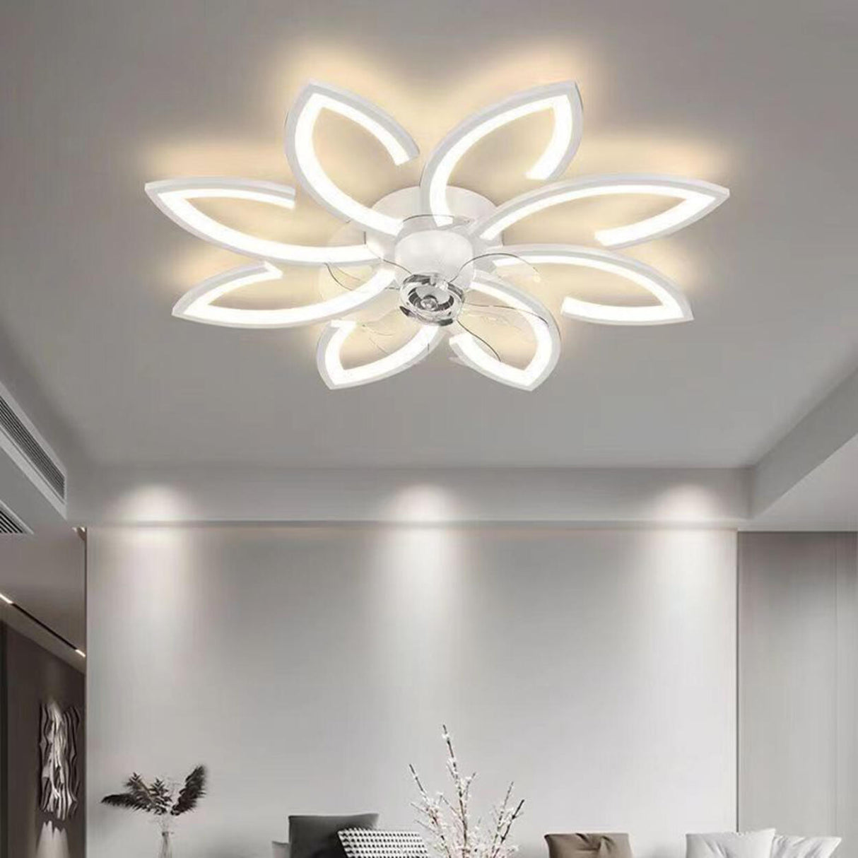 Elegant Simple 3 Clear Blade Flower Ceiling Fan Light Image - 6