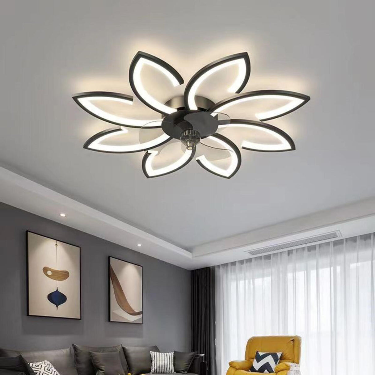 Elegant Simple 3 Clear Blade Flower Ceiling Fan Light Image - 7