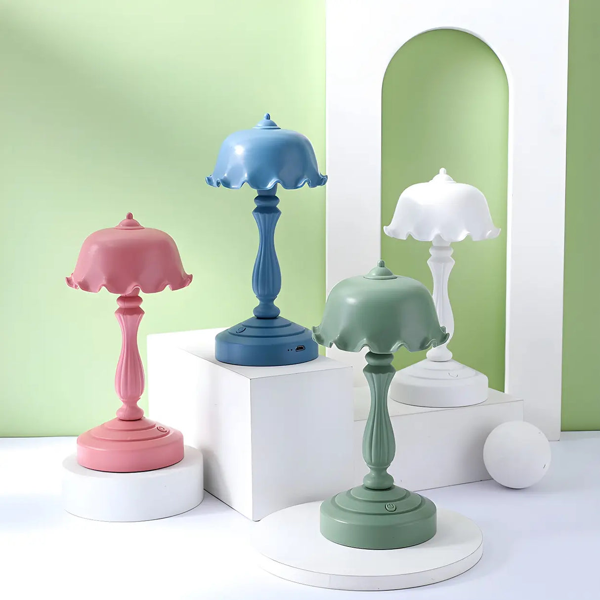 Elegant Simple Flower Resin Bedroom LED Table Lamp Image - 7