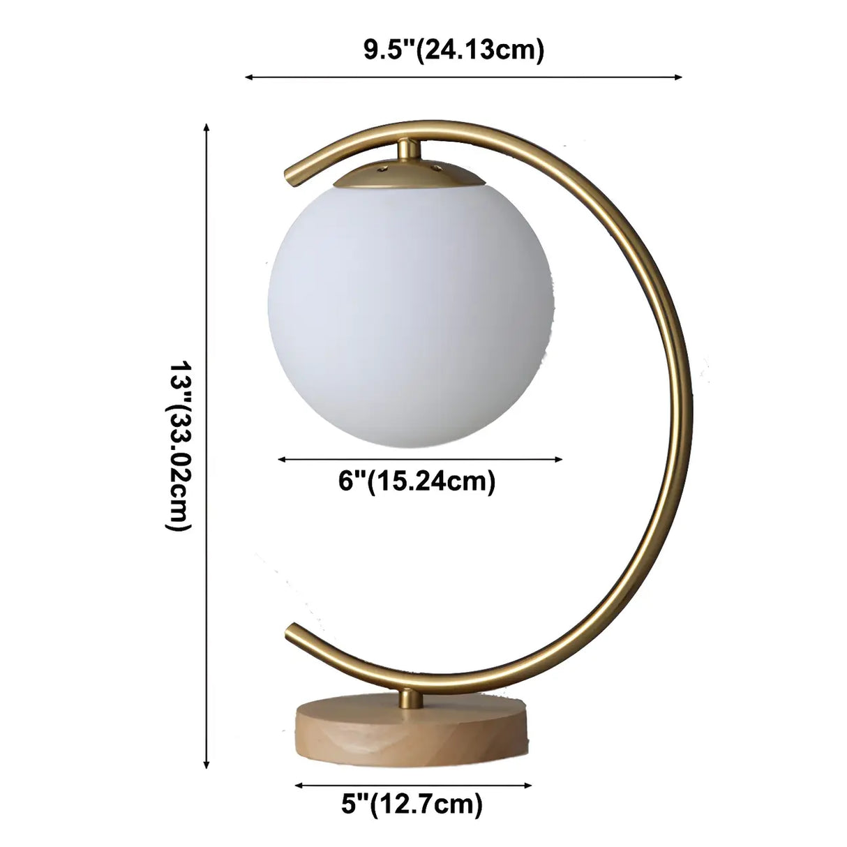 Elegant Simple Glass Globe Curved Metal Table Lamp 