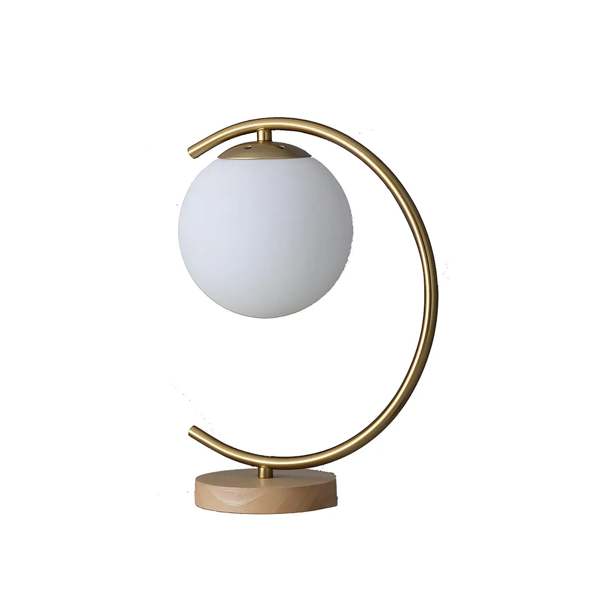 Elegant Simple Glass Globe Curved Metal Table Lamp Image - 7