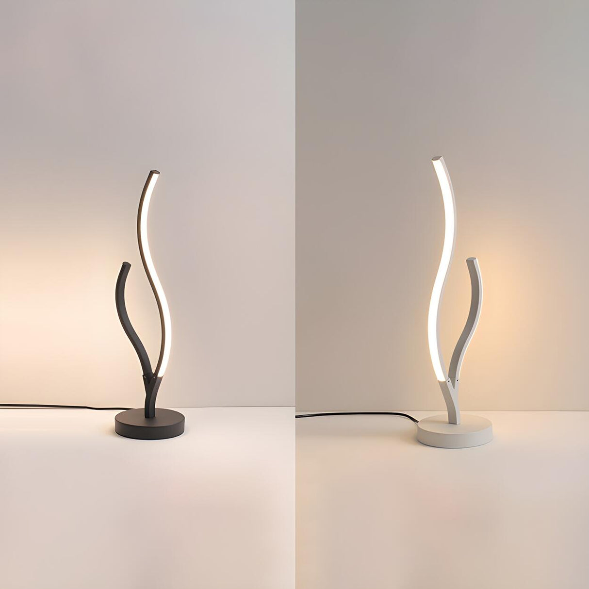 Elegant Simple LED Strip Curved Iron Decor Table Lamp Image - 9