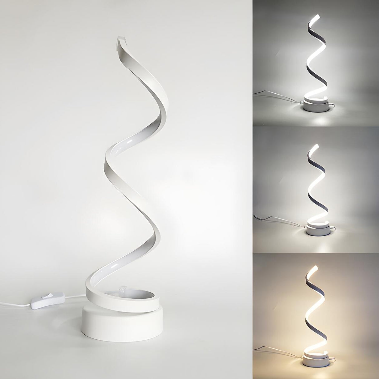 Elegant Simple Spiral Strip Metal Bedroom Table Lamp Image - 10